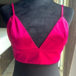 Fashion Nova Hot Pink Satin Bra Top Size M